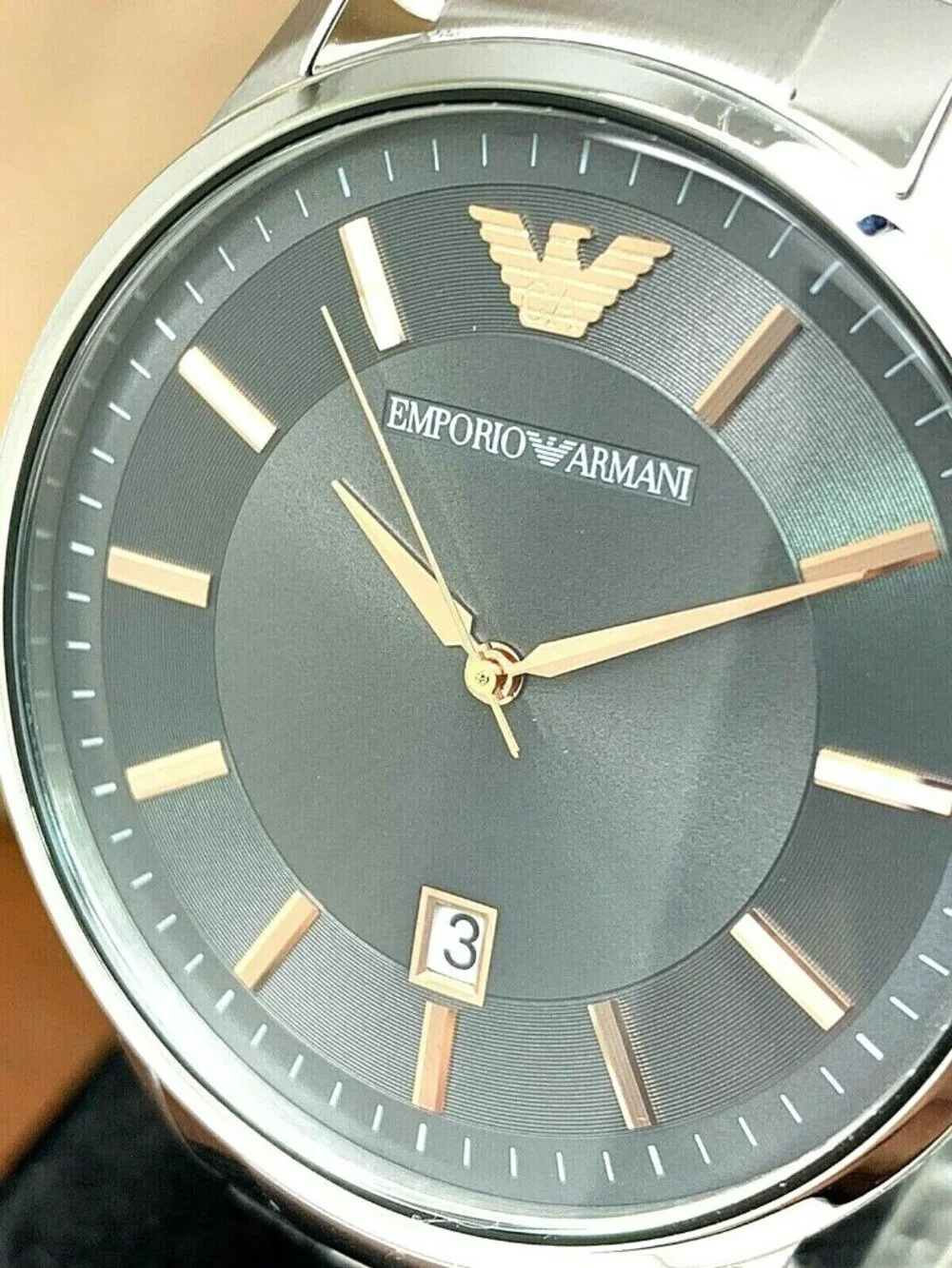 Emporio Armani Men's Watch AR11179 Quartz Gray Dial Silver Stainless Steel 43mm